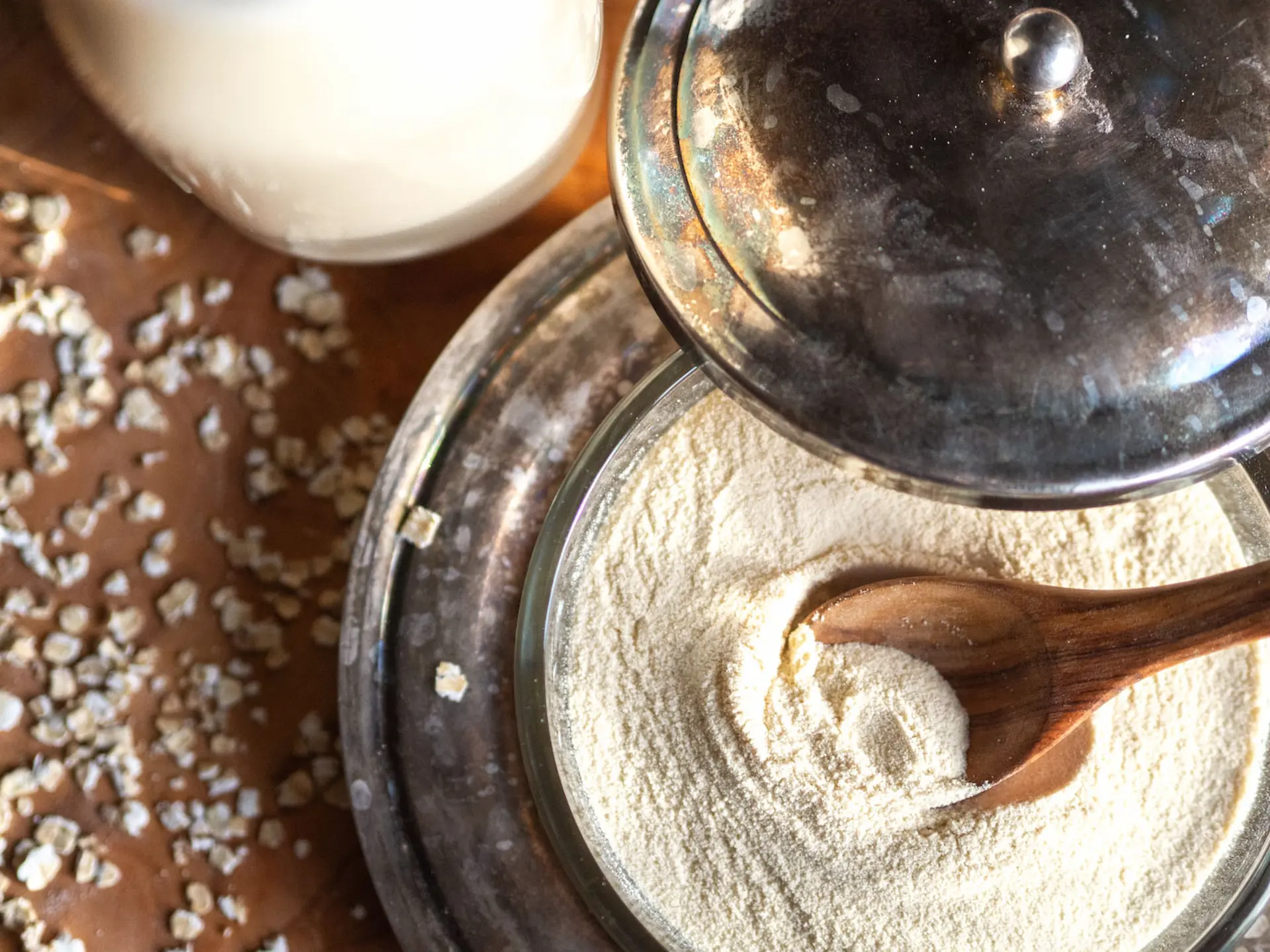 Haferdrinkpulver in Glas